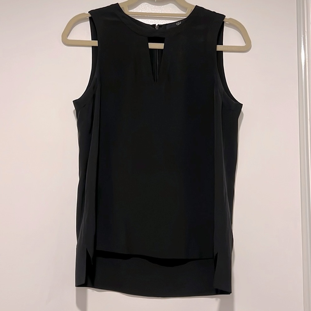 Tibi Black Silk Cutout Sleeveless Blouse